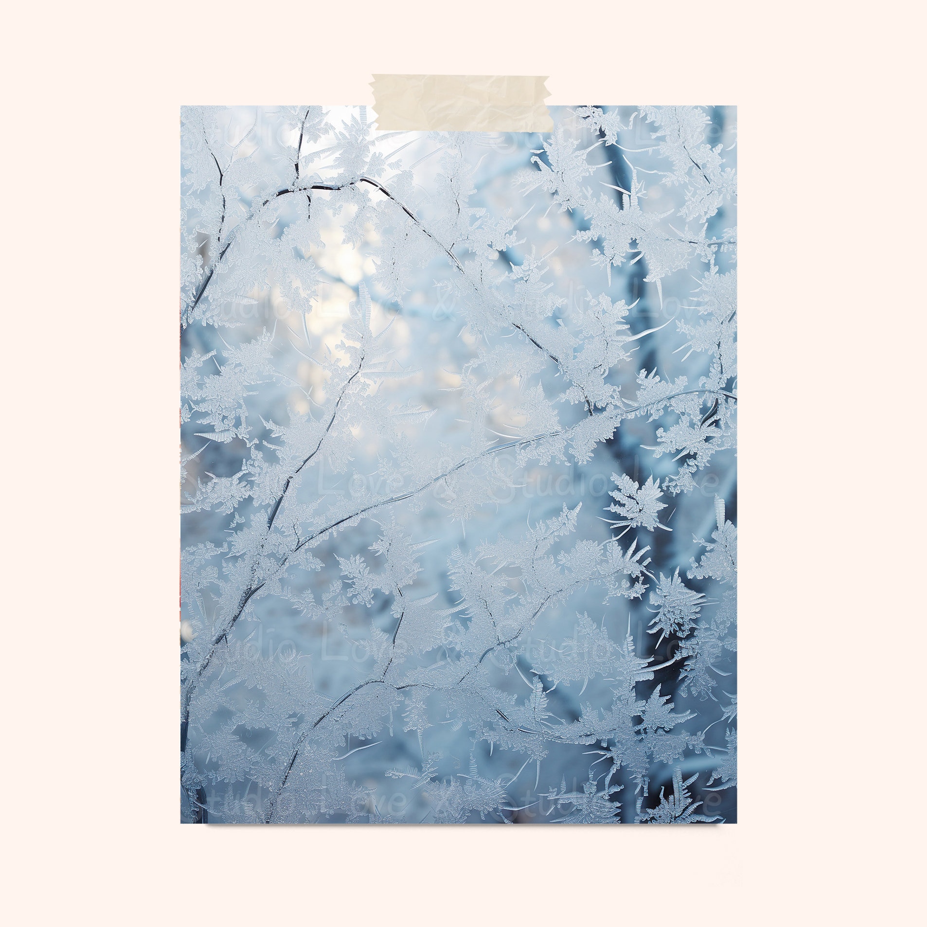 Window Paper Snow 25 Frosted Windows Digital Paper, Ice Crystal Snowflake Backdrop ...