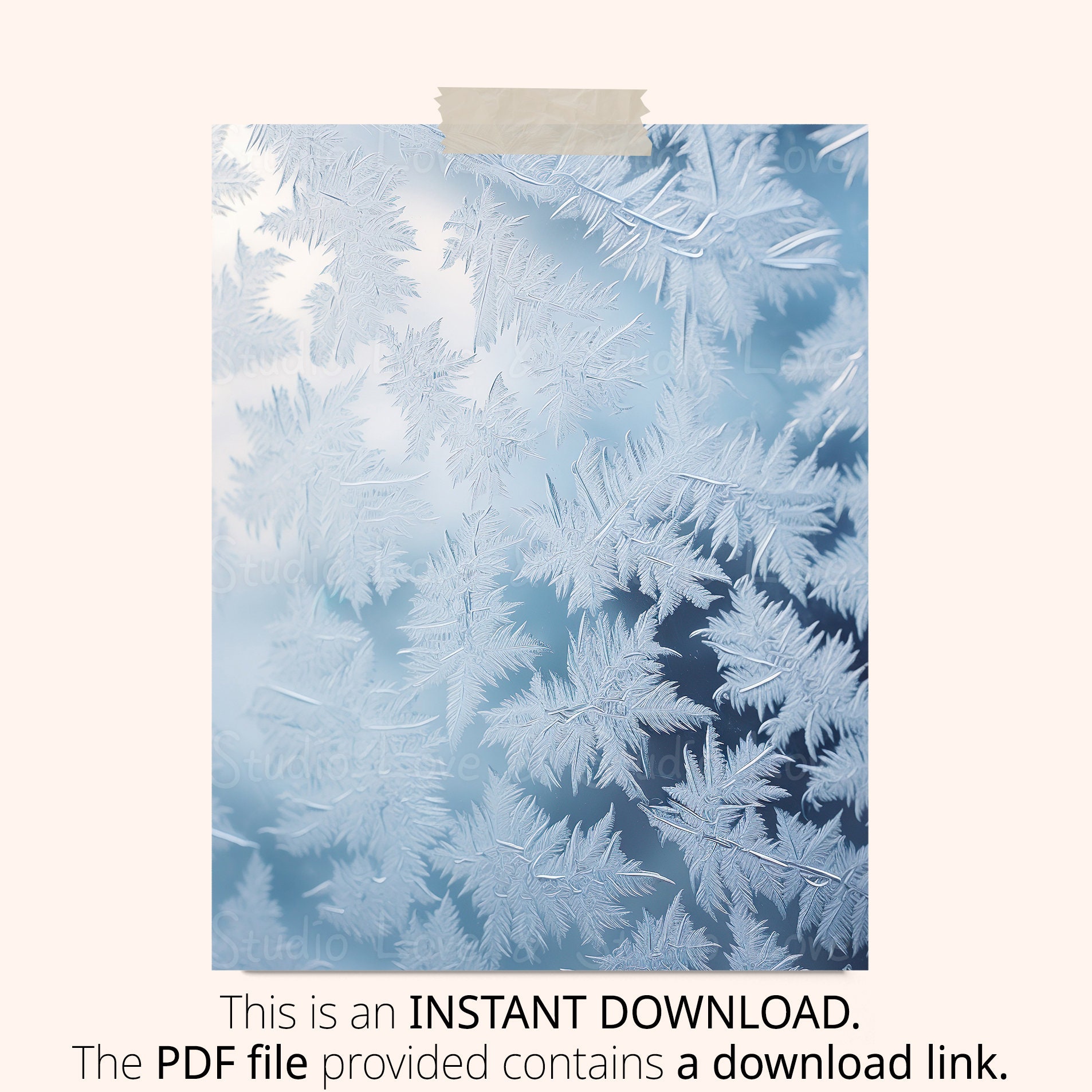 Window Paper Snow 25 Frosted Windows Digital Paper, Ice Crystal Snowflake Backdrop ...