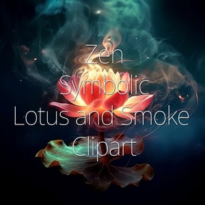 12 Zen symbolische Lotus en Cloud clipart. Buddizm digitale papierpakketten. Voor yoga, ontspanning, meditatie. Zwarte achtergrond JPG. Commercieel gebruik