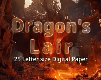 25 Dragon's Lair Digital Paper, Fantasy World Background Pack. Digital Craft. Printable Fantasy Artwork. Scrapbook. journal. Commercial Use.
