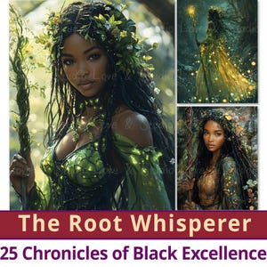 25 The Root Whisperer Digital Paper, Fantasy Chronicle of Black Excellence Clipart, Imprimível Majestic African American, Uso comercial