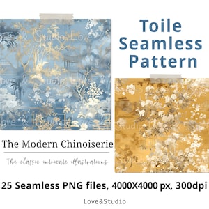 25 Le motif transparent de la chinoiserie moderne, le papier numérique aux motifs traditionnels. Fond en céramique bleue chinoise. Toile de Jouy, Commerce