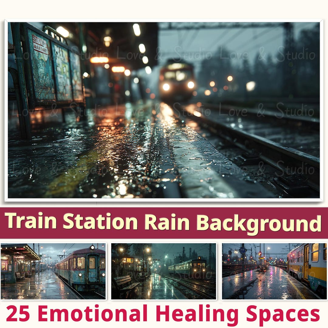 Train Raining Background 16:9 Train Station Rain Background Bundles | 25 Cinematic Healing ...