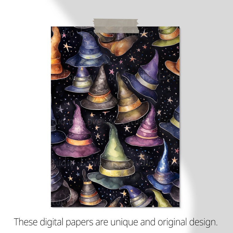 25 Seamless Wicked Witch's Hat Digital Paper, Whimsical Pattern ...