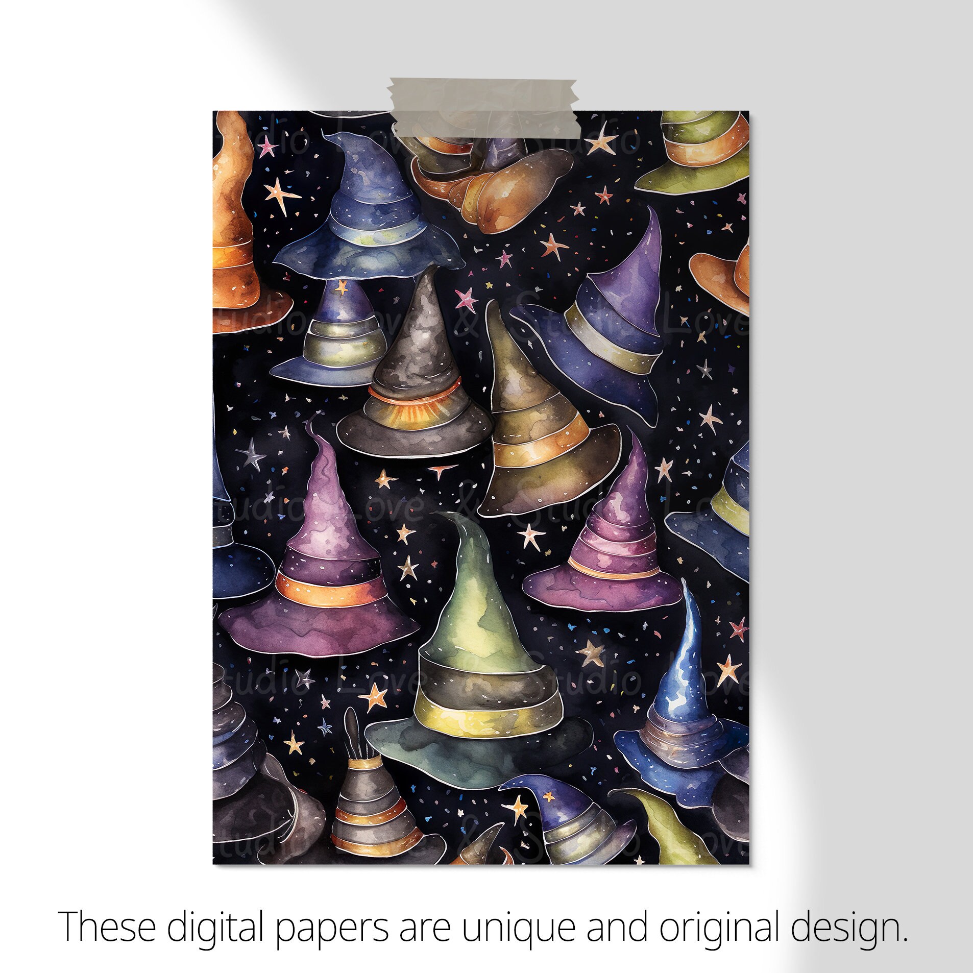 25 Seamless Wicked Witch's Hat Digital Paper, Whimsical Pattern ...