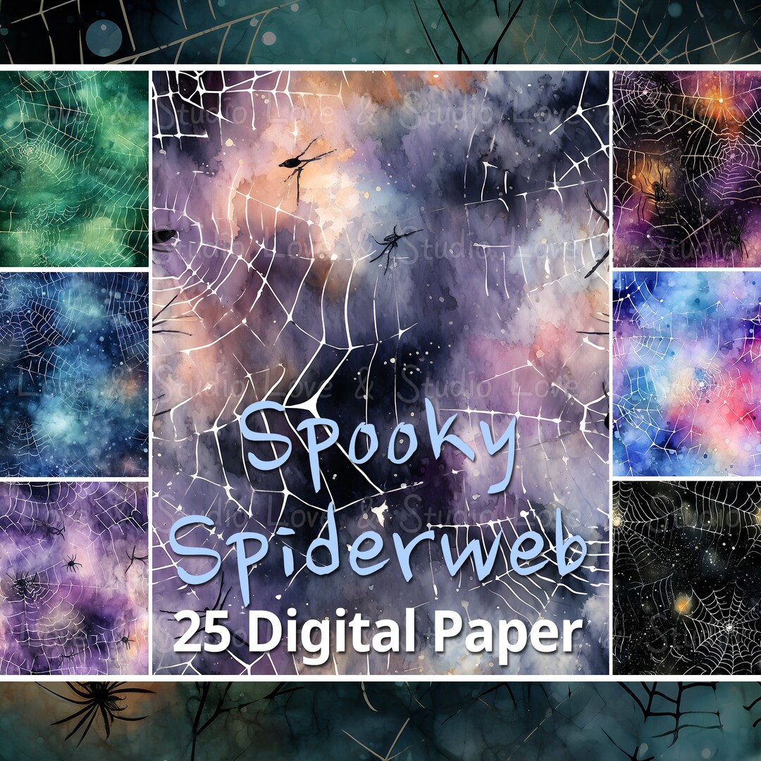 25 Seamless Spooky Spiderweb Digital Paper, Watercolor Halloween Party ...