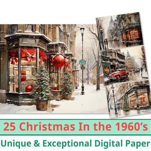 25 Weihnachten In den 1960er Jahren, Amerika Digital Papier, Aquarell Xmas Clipart. Winterurlaub Hintergrund. Herstellung einer Karte, Kommerzielle Nutzung