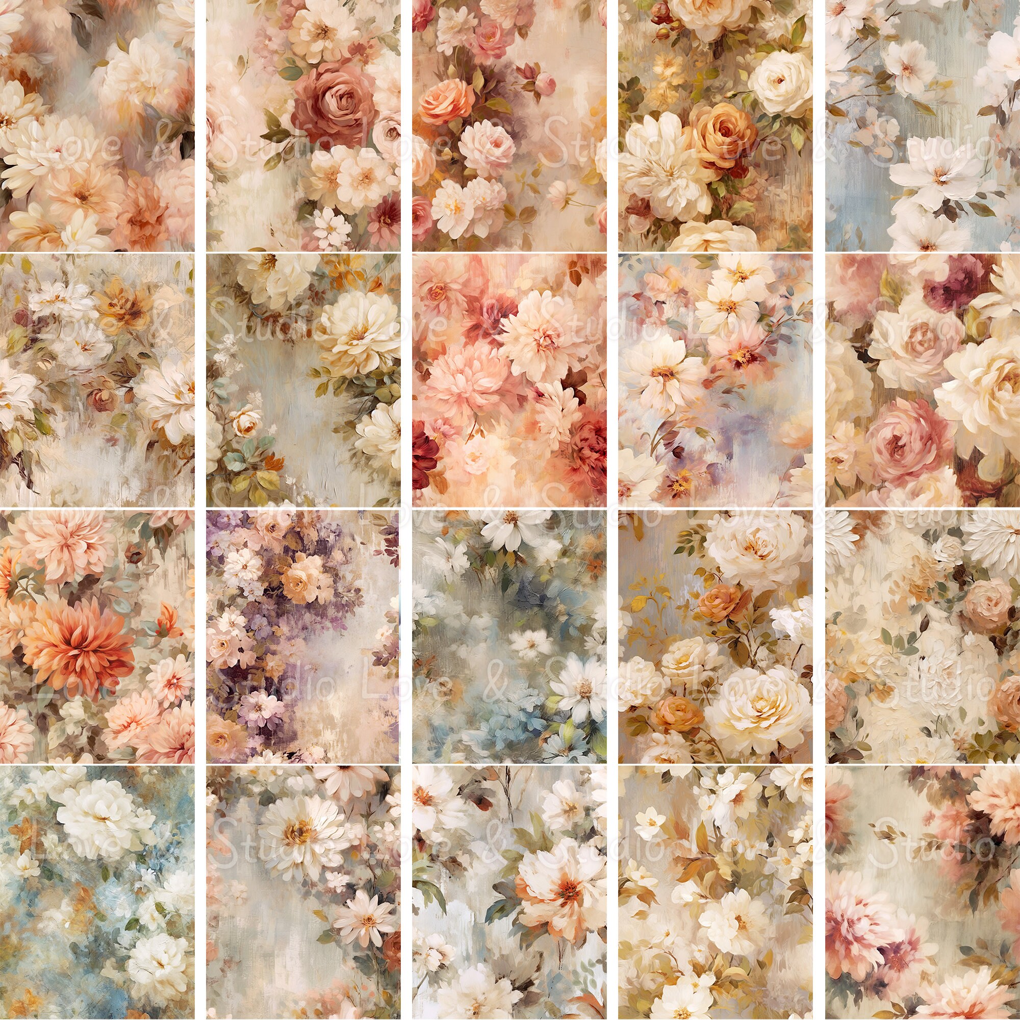 200 Shabby Chic Floral Seamless Pattern, Special Huge Bundle Pack ...