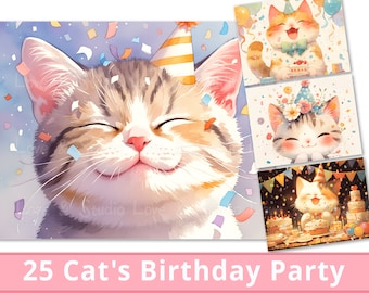 Festa di compleanno del gatto Celebrazione del gattino con la torta Generative Ai | Immagine Premium generata dall'IA