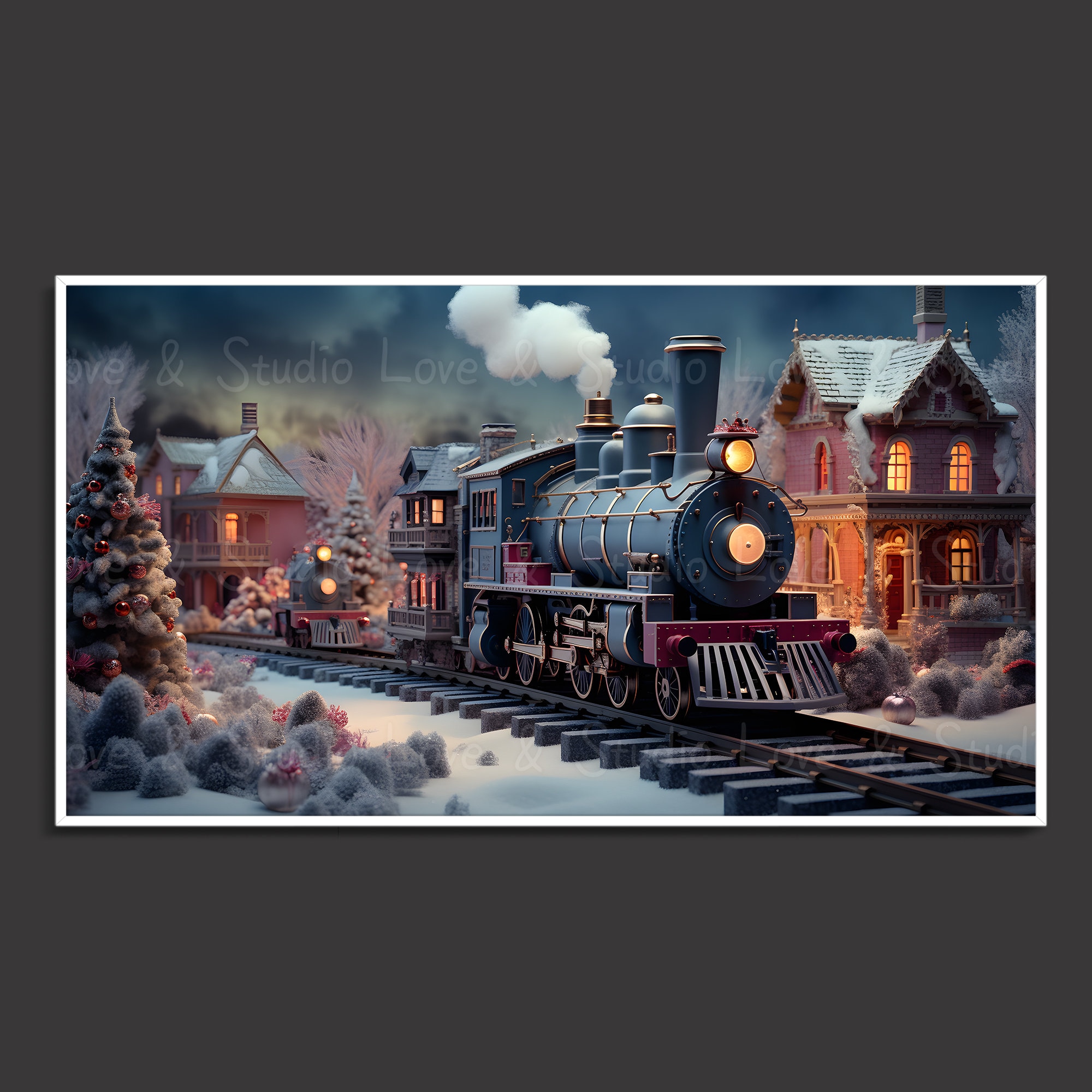 Crisp A Toy Train Rolls Around A Horizontal Background in 4K Crisp A Toy Train Rolls Around A Horizontal Background in 4K