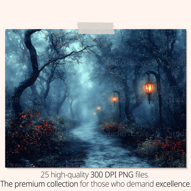 25 Enchanted Forest Path Digital Paper, Printable Gothic Romance ...