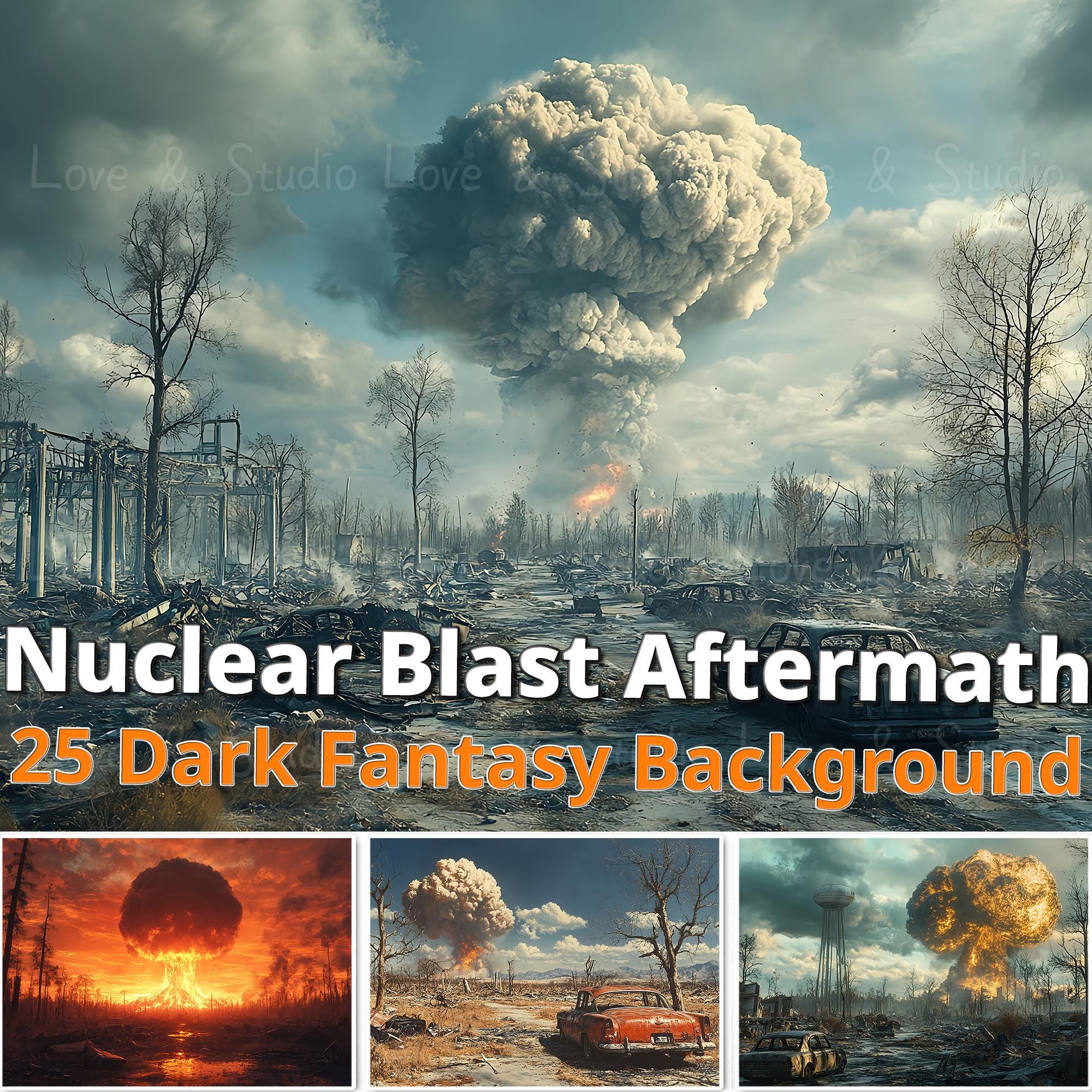 25Nuclear Blast Aftermath Digital Paper, Dystopia Futuristic Pic, Post Apocalyptic Background, Inspired by RPG Games, Commercial Use