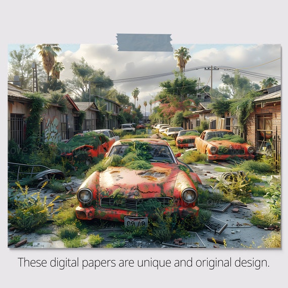 25 Zombie Apocalypse Digital Paper, A Dystopian, Post