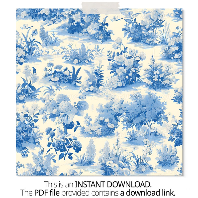 25 the Botanical Toile Seamless Pattern, Countryside Scenes Digital ...