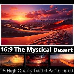 16:9 The Mystical Desert Digital Background. 25 Samsung Frame TV Art. Nakładka Youtube. Tapeta na pulpit. Fantasy Clipart. Użytek komercyjny