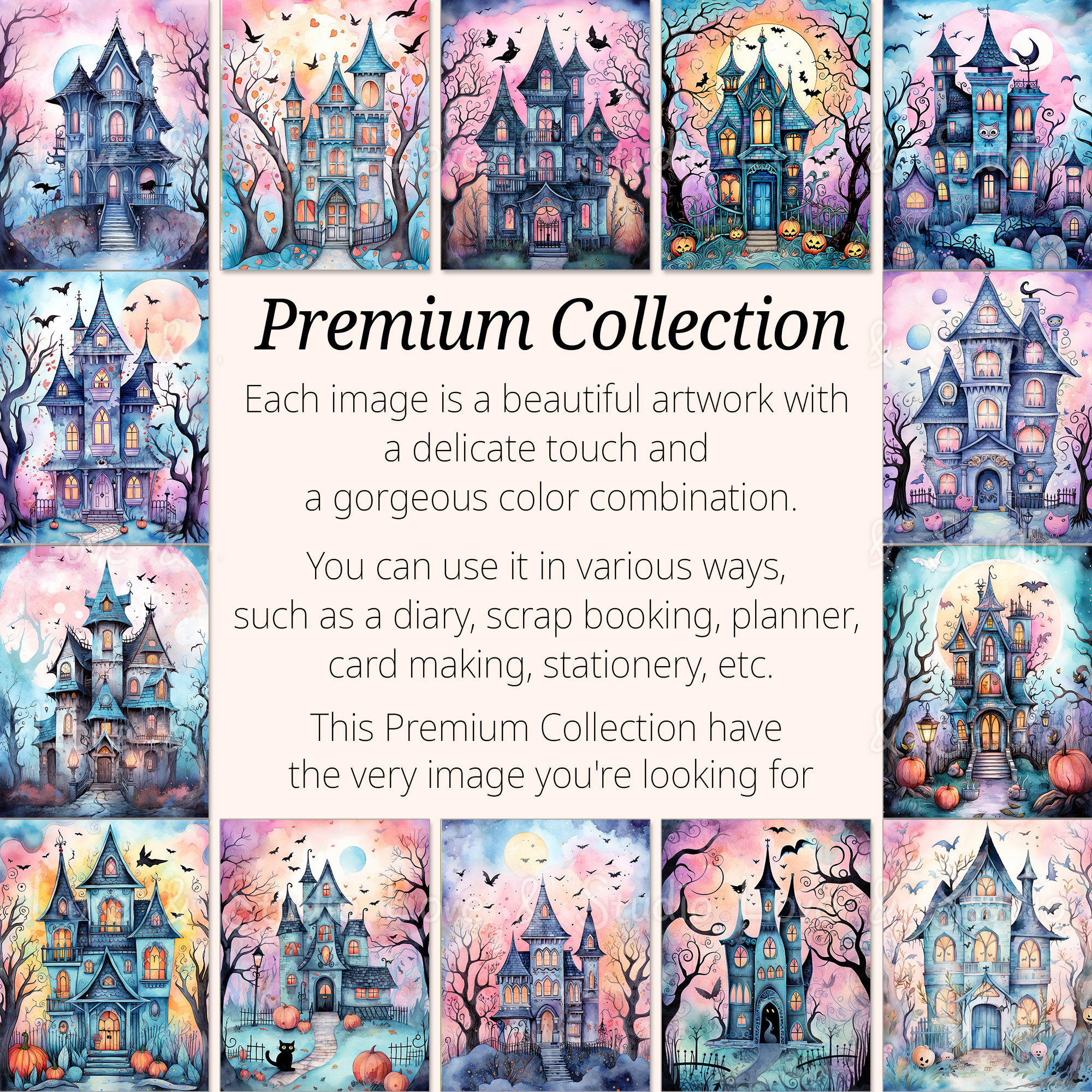 25 Pastel Haunted House Digital Paper Soft Pastel Shade Etsy