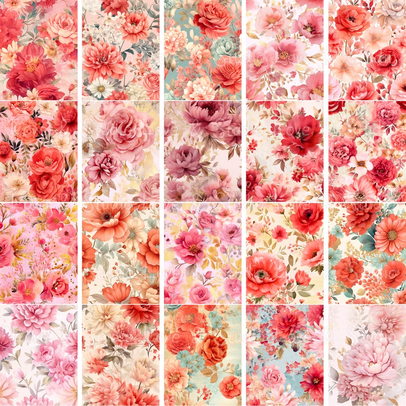 200 Shabby Chic Floral Seamless Pattern, Special Huge Bundle Pack ...