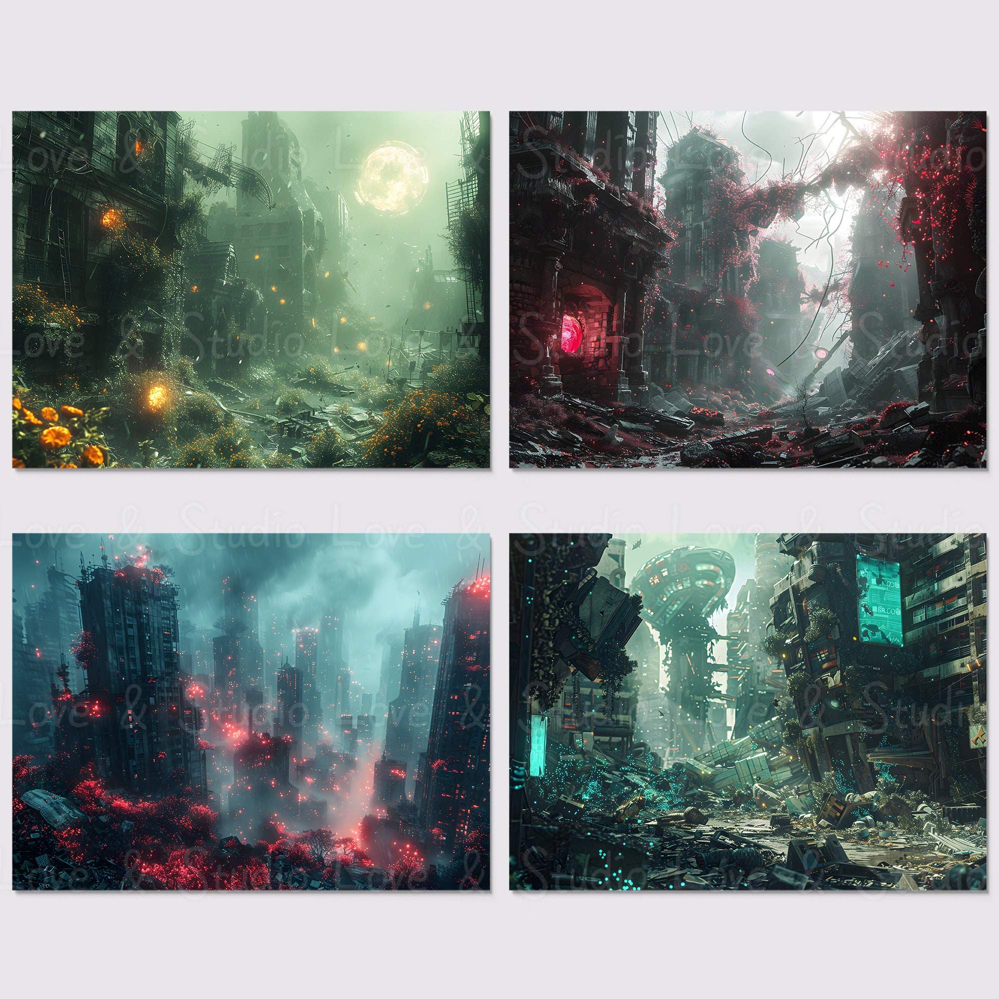 25 Alien Invasion Aftermath Digital Paper, Dystopian, Post Apocalyptic ...