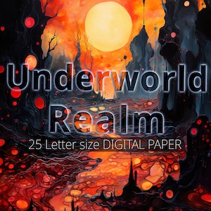 25 Underworld Realm Digital Paper. Watercolor Horror Printable. Halloween  Party Invitation. Scary Fantasy Craft Paper. Mystery Backdrop.