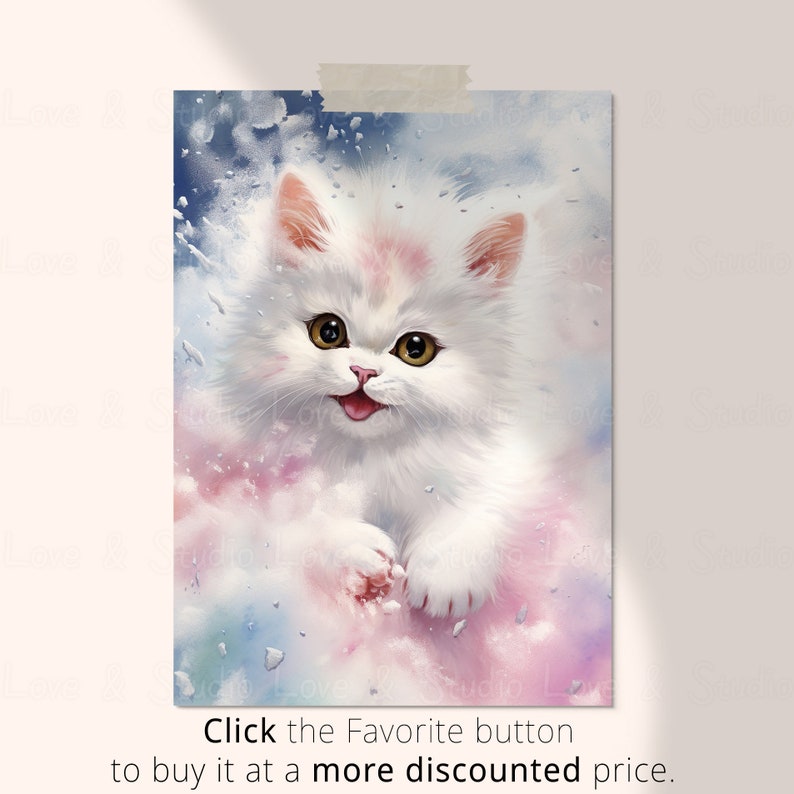25 Cute Kitten in the Snowfall Clipart, Adorable Feline Artwork, Cat ...