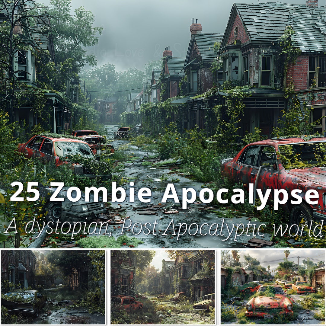 25 Zombie Apocalypse Digital Paper, A Dystopian, Post Apocalyptic World ...