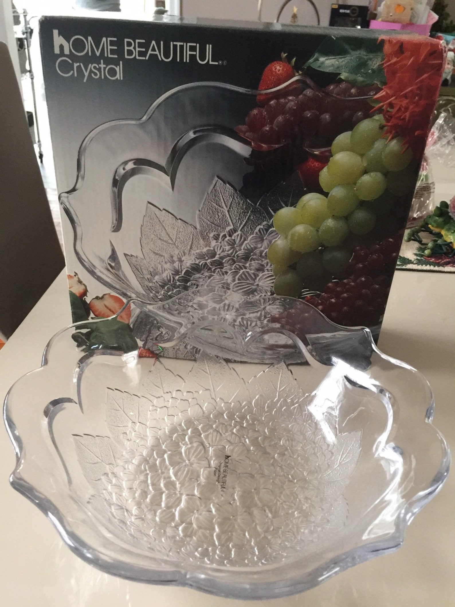 Home Beautiful Crystal Bowl centerpiece 12 1/2 new Etsy