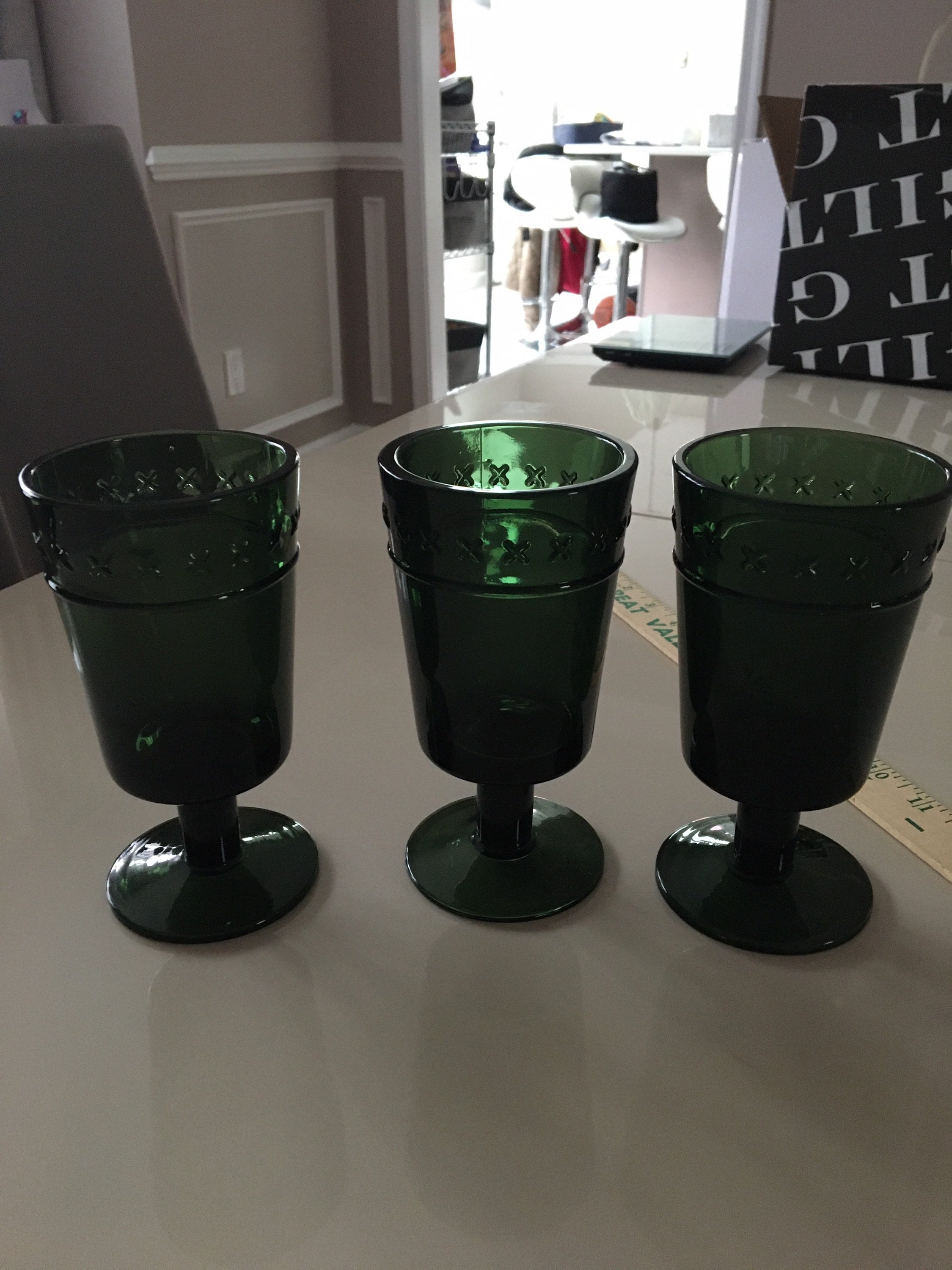 green goblet plastic cups