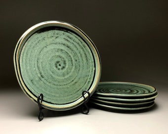 Pottery Serving Bowl Tan with Brown Wavy Rim Handmade Ceramic Gift