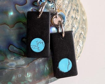 Handcrafted Resin Drop Earrings with Blue Turquoise