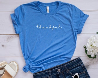 Thankful Thanksgiving Shirt, Fall Crew Neck Tee