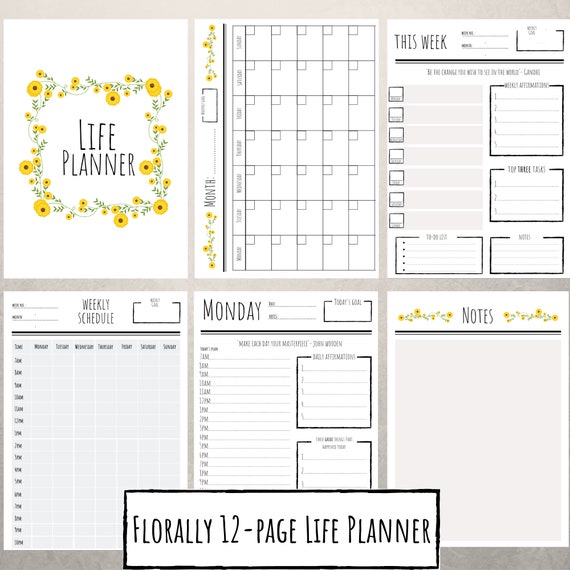 Life Planner Printable Daily Life Plannerproductivity | Etsy