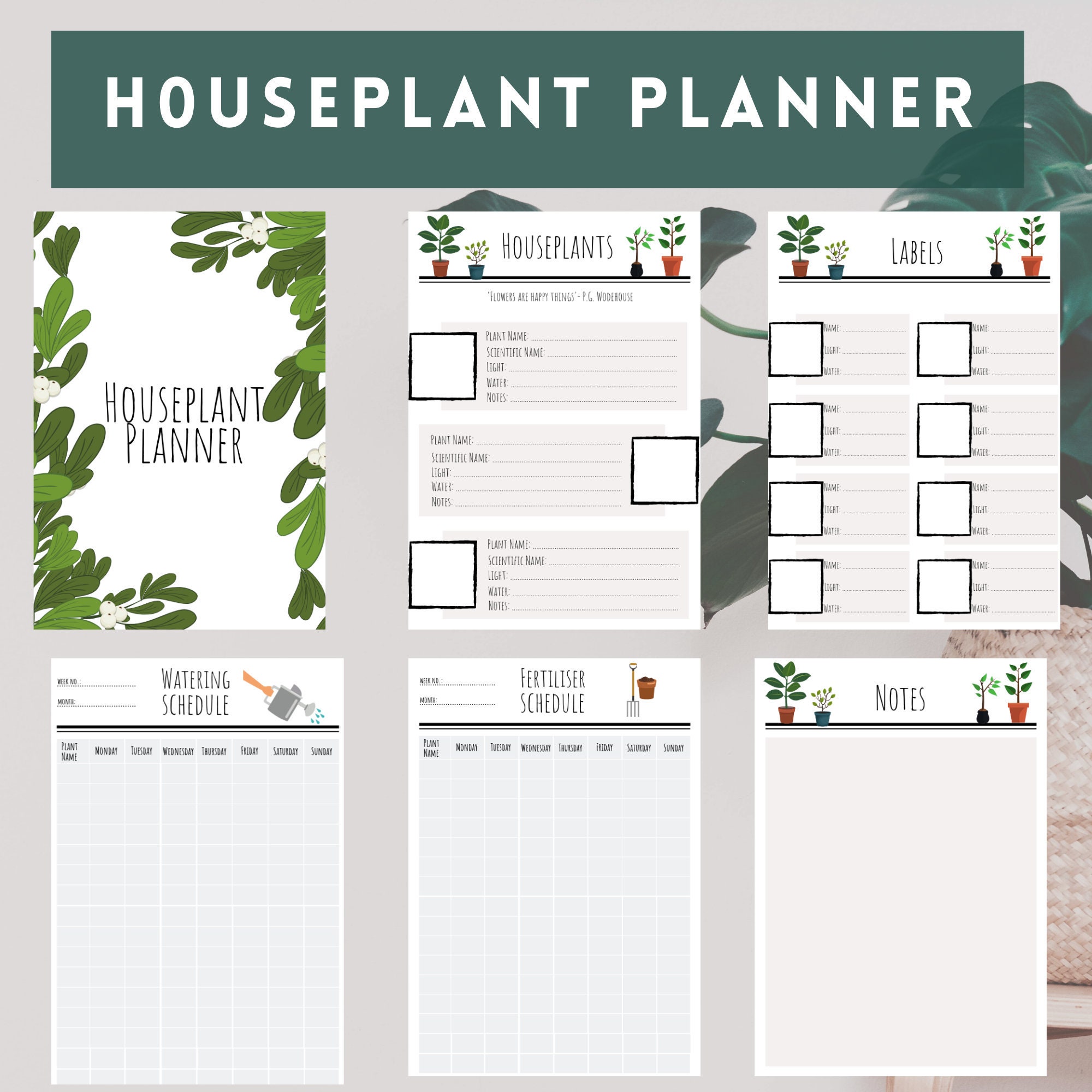 Houseplant Planner Garden Planner Plant Planner Printable Etsy