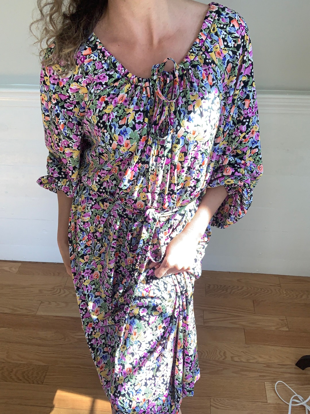 1960s Floral Peasant Dress Mumu Etsy