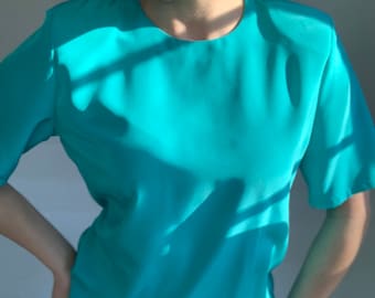 1980’s Teal Blouse | Pendleton | XS |