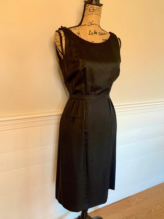 1950’s-60’s Sheath Dress | Silk | Black
