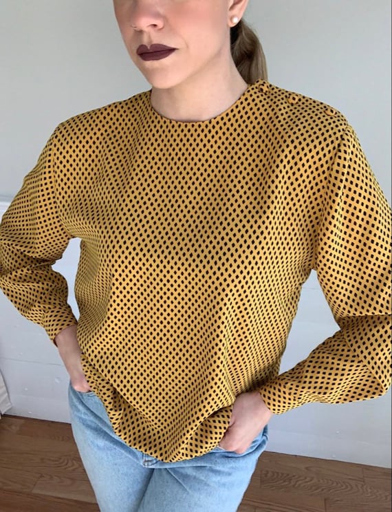 1980’s Yellow and black patterned Blouse