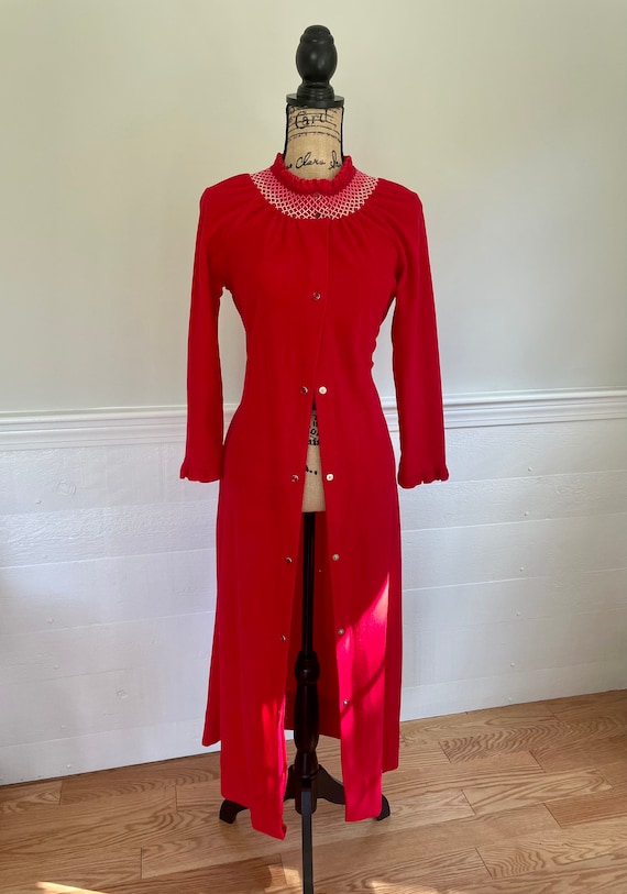 1970’s Red Housecoat | Bathrobe | Dan Ellen | XS - image 4