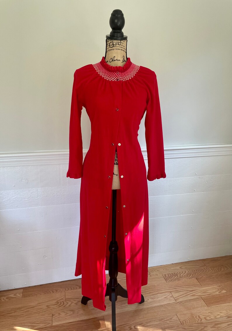 1970s Red Housecoat Bathrobe Dan Ellen XS Etsy