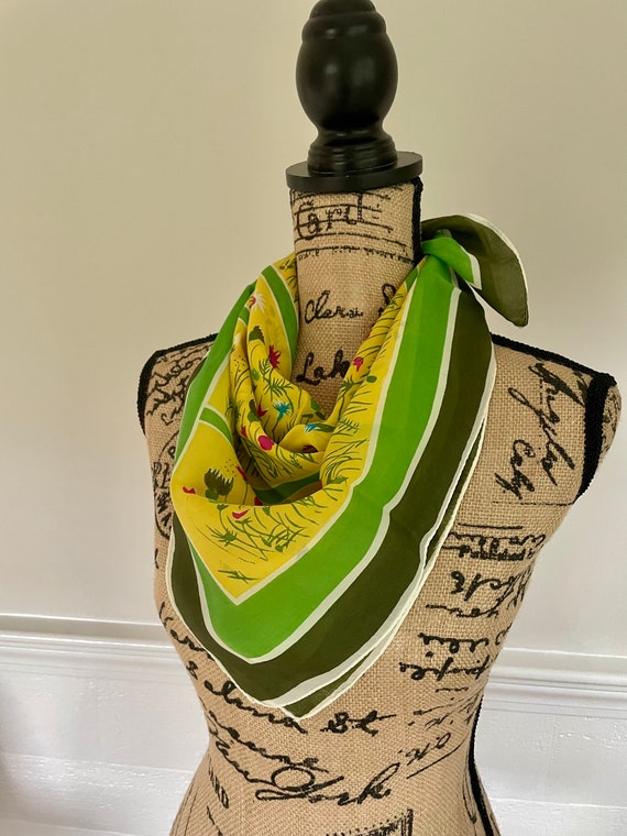 1960’s Floral Scarf | Green | Yellow|