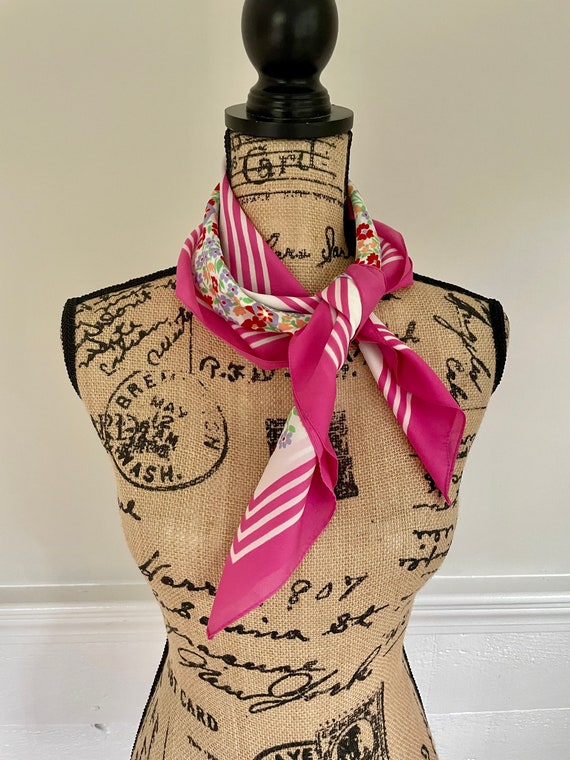 1960’s Pink Floral Scarf | - image 3