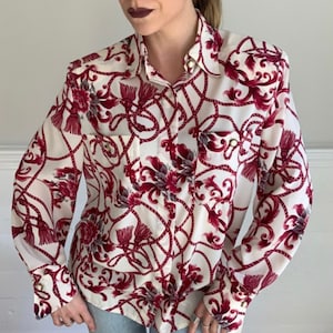 1980’s Red Floral/Rope Patterned Blouse | Williams for Williams |