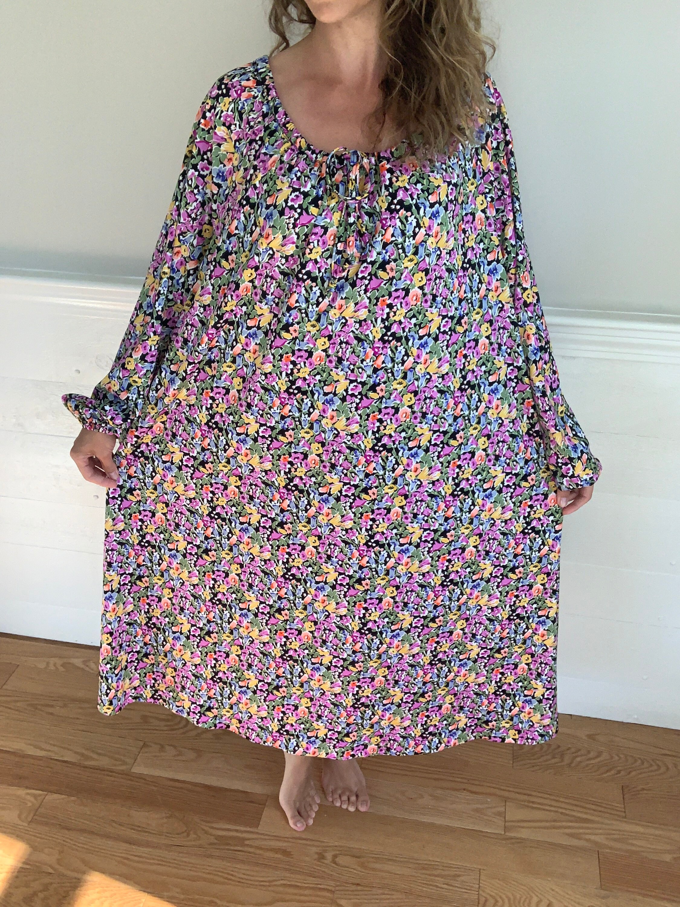 1960s Floral Peasant Dress Mumu Etsy