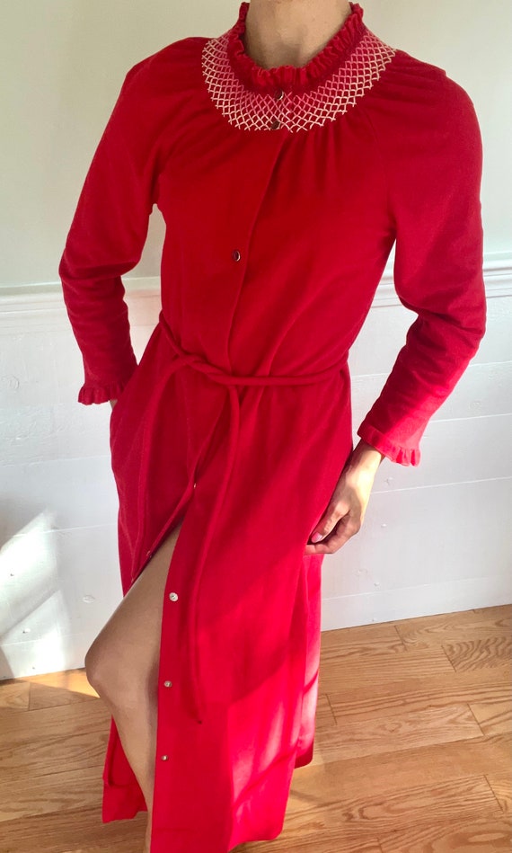 1970’s Red Housecoat | Bathrobe | Dan Ellen | XS - image 1