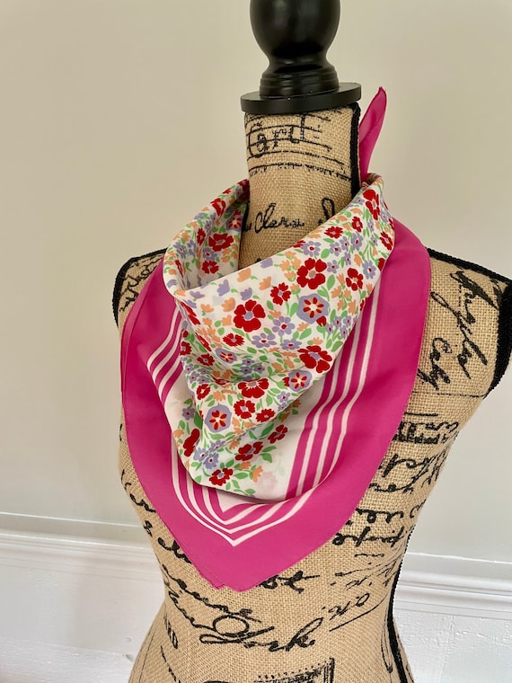 1960’s Pink Floral Scarf | - image 1