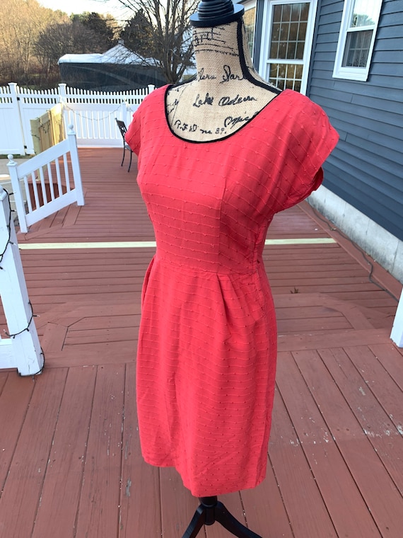 1950’s Coral Sheath Dress - image 1