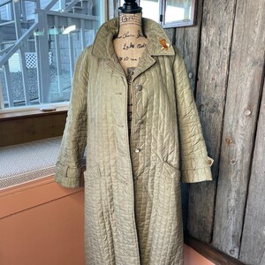 1970’s Quilted Coat | Puffer Coat | Brown | Couture Specialties | Original Spindrift | Eagle pin brooch |
