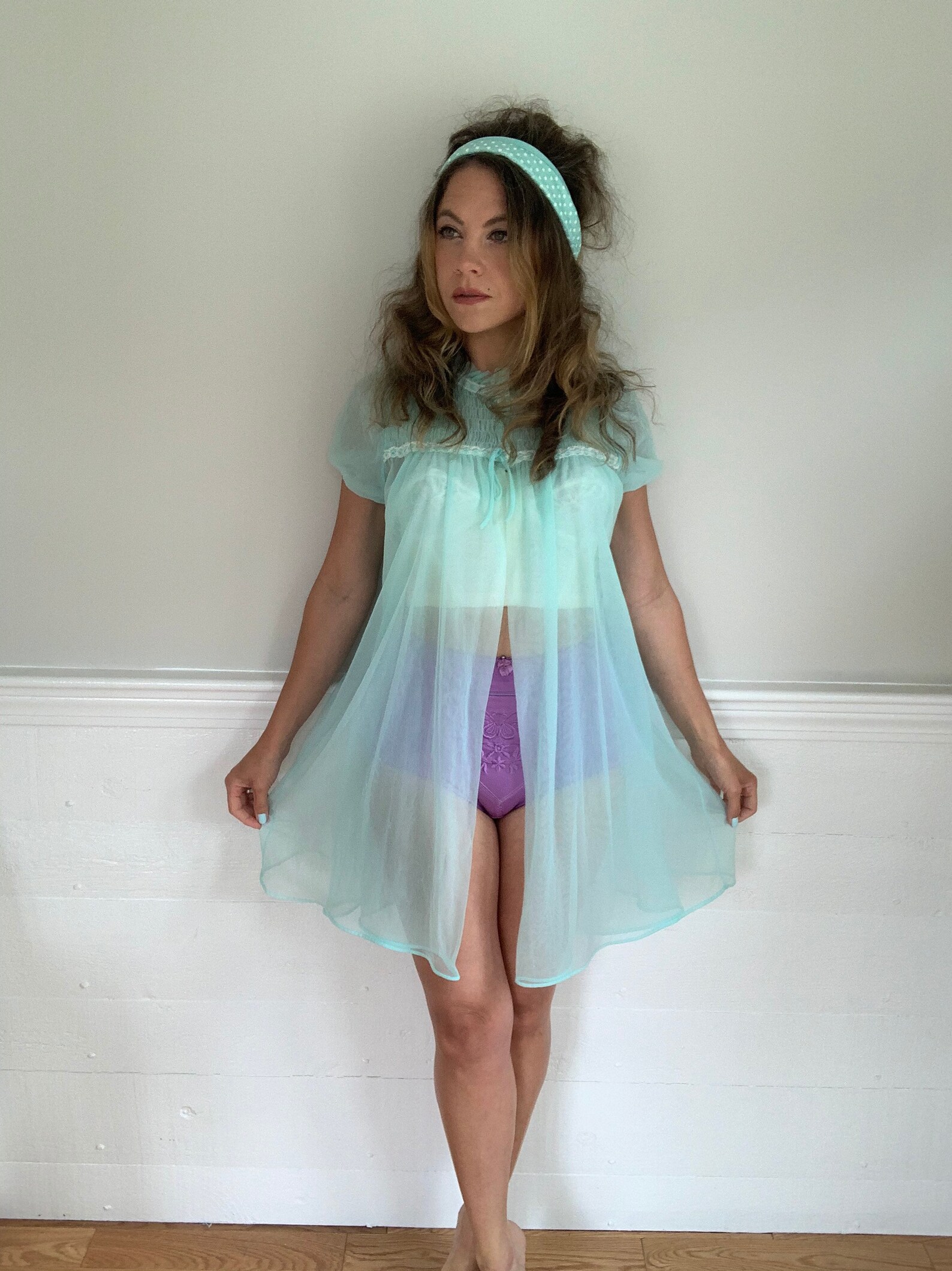 1960s Sheer Light Blue Babydoll Nightie | Etsy