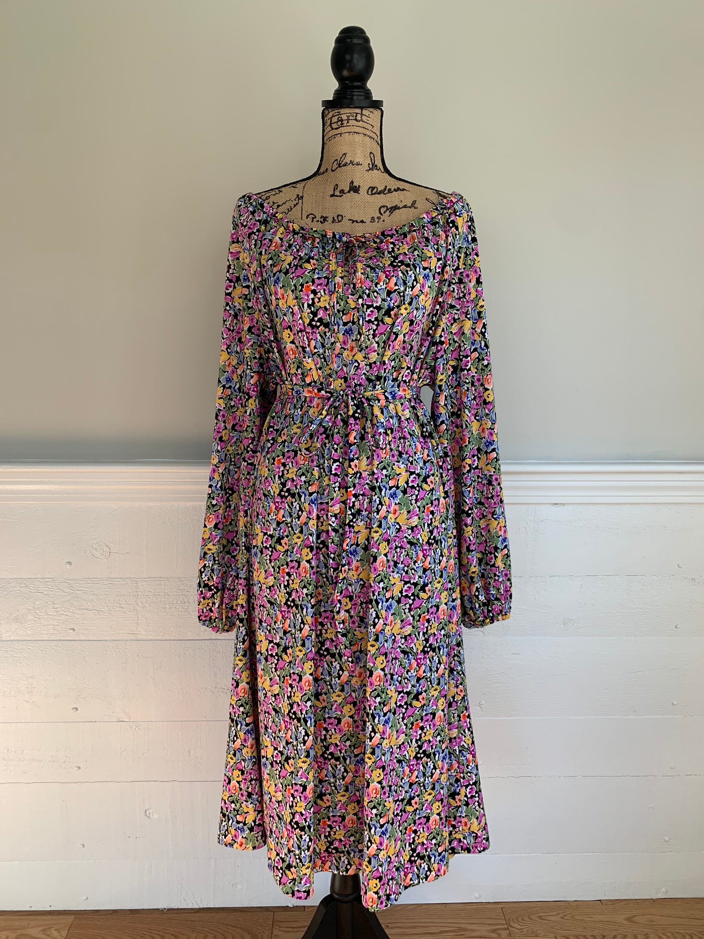1960s Floral Peasant Dress Mumu Etsy