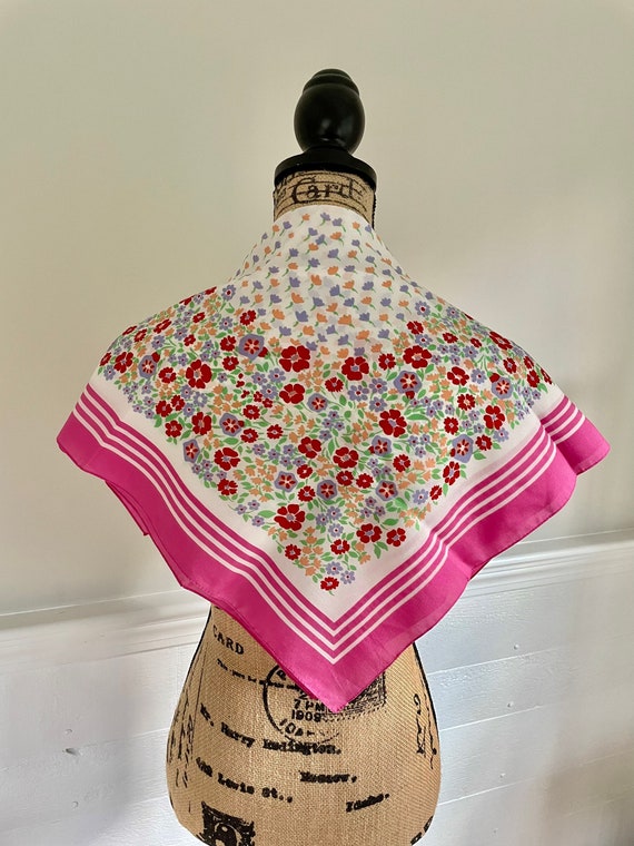 1960’s Pink Floral Scarf | - image 2