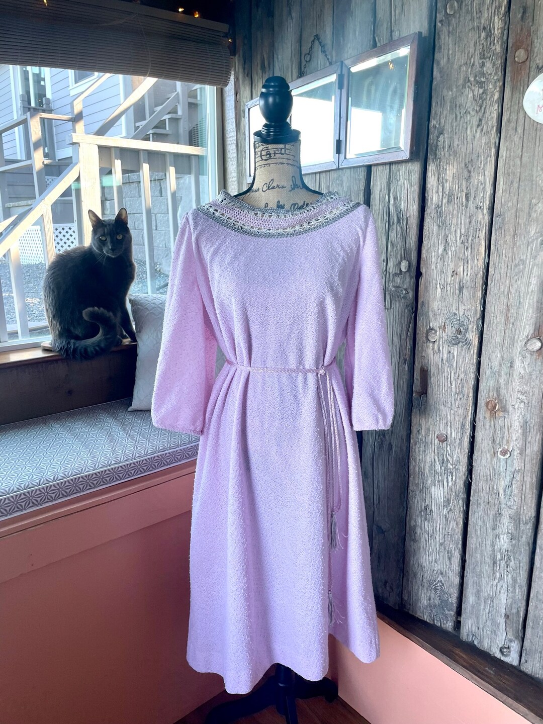 1960's Pink Knit Dress | Leslie Pomer - Etsy
